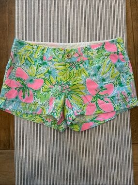 Lilly Pulitzer Pink Green Blue Floral Cotton Shorts